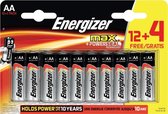 Energizer batterijen Max AA, blister van 12 + 4 gratis