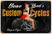Bone Yard's Custom Cycles Pin-Up Zwaar Metalen Bord