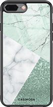 iPhone 8 Plus/7 Plus hoesje glass - Minty marmer collage | Apple iPhone 8 Plus case | Hardcase backcover zwart