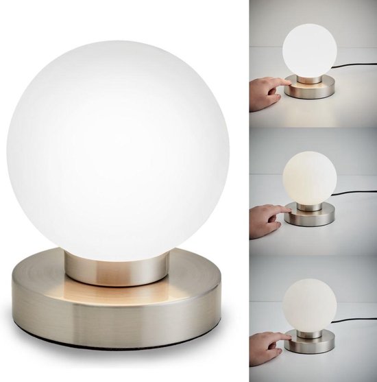 B.K.Licht - Witte Tafellamp - ingebouwde dimmer - touch - bedlamp voor  slaapkamer -... | bol.com