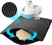Kattenbak mat 75cm x 55 cm zwart | Kattenbakmat makkelijk te reinigen | Waterdicht | Beschermd uw vloer tegen viezigheid | Veilig voor uw kat | Toevoeging voor uw kattenbak | Huisdier accessoire