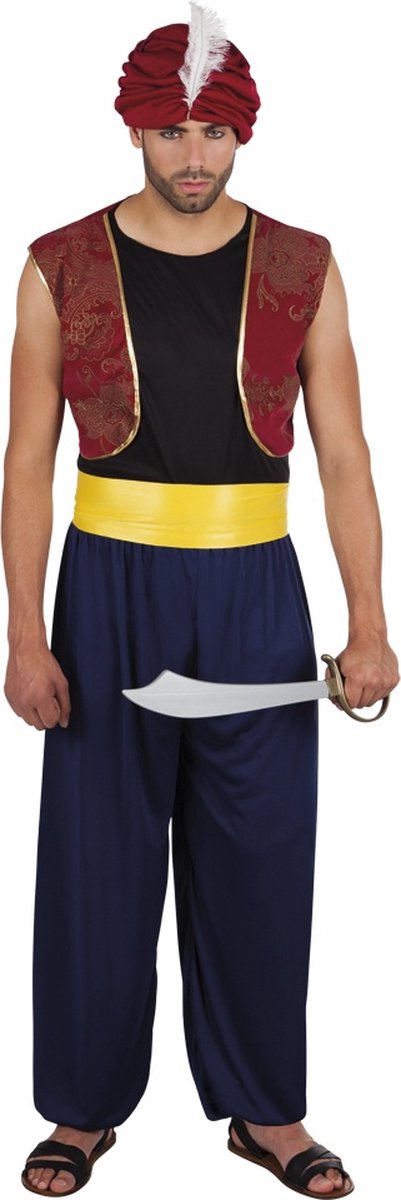 Gilet et Pantalon Parfait pour Le Carnaval et Le Cosplay thematys® Ensemble Costume Aladdin 3 pièces pour Homme Chapeau Taille Unique 160-180cm 