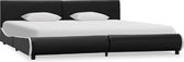 Bedframe Zwart Kunstleer (Incl LW Led klok) 180x200 cm - Bed frame met lattenbodem - Tweepersoonsbed