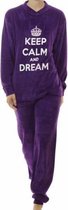 Lunatex velours meiden pyjama Keep Calm  9870  - 128  - Paars