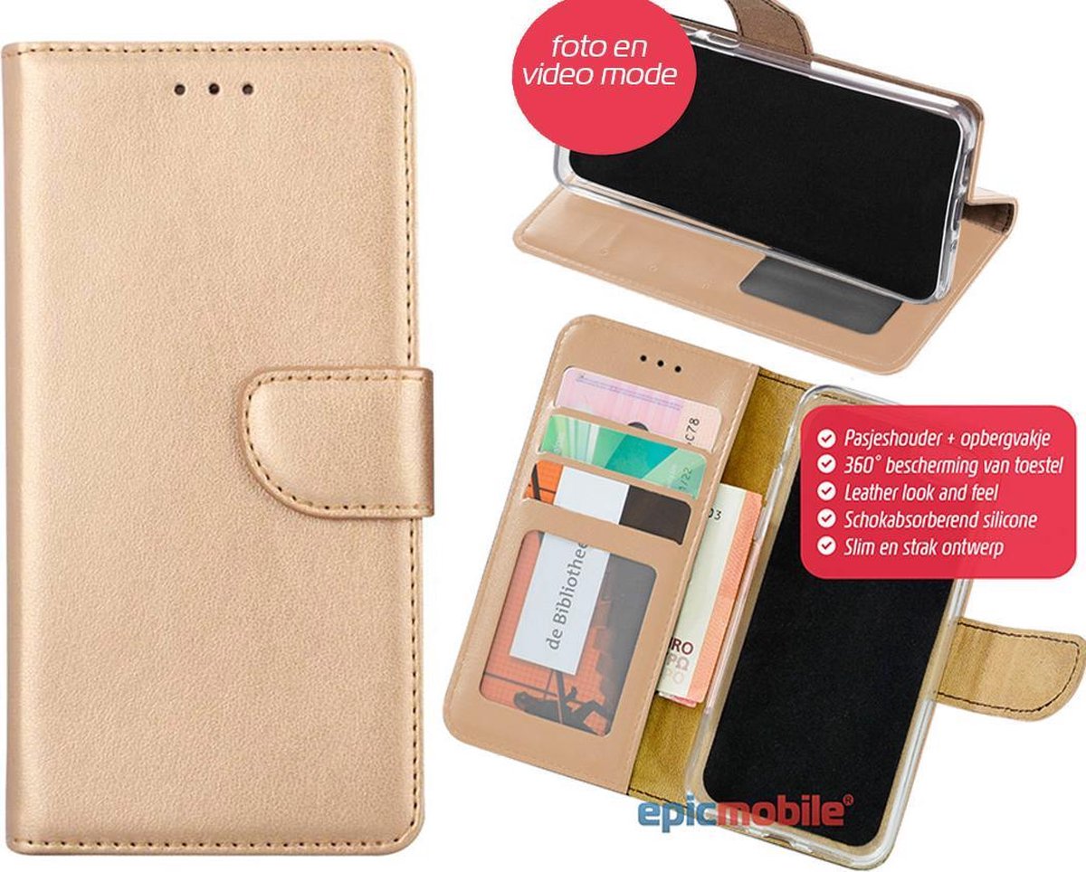 Hoesje geschikt voor Samsung Galaxy S21 Boek hoesje – Wallet portemonnee hoesje - Goud