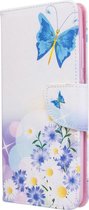 Blauw wit vlinder agenda wallet case hoesje Samsung Galaxy A51