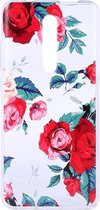 Shop4 - Xiaomi Mi 9T Pro  Hoesje - Zachte Back Case Rozen en Bladeren Transparant