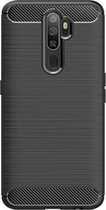 Shop4 - Oppo A9 (2020) Hoesje - Zachte Back Case Carbon Zwart