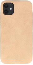 Leder Design Back Cover voor iPhone 11 Beige