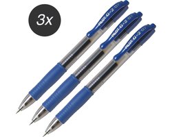 Pilot G-2 – Gel Ink Blauwe Rollerball pen 3 stuks – Medium Tip
