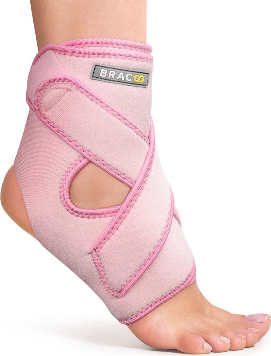 Bracoo FS10 Enkelbandage - multifunctionele en ademende compressie - verstelbaar neopreen enkelbrace - roze - S/M - Bracoo