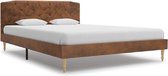 Bedframe Bruin Kunst Suède Leer (Incl LW Led klok) 140x200 cm - Bed frame met lattenbodem - Tweepersoonsbed Eenpersoonsbed