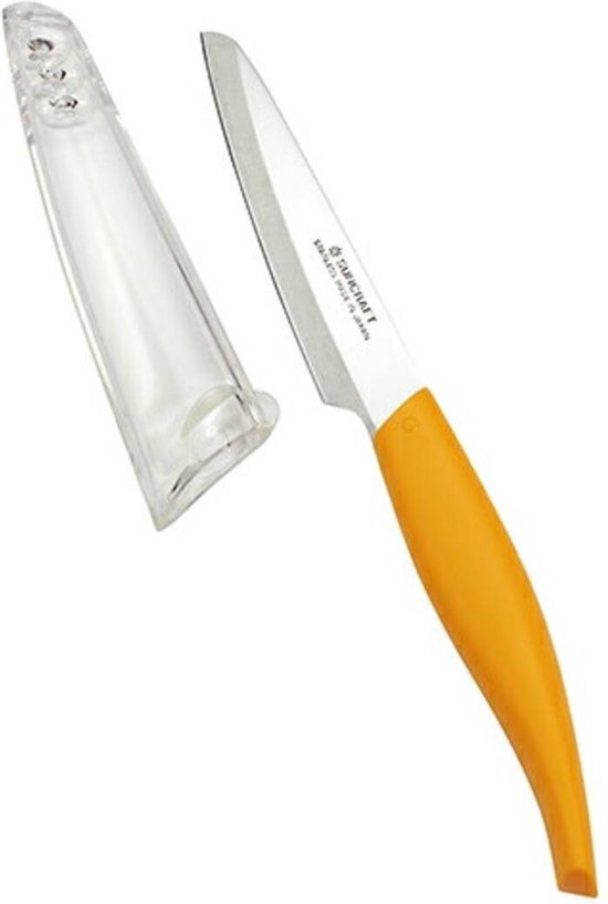 Japanese Fruit Knife with Cover ( Made in Japan ) Color Orange