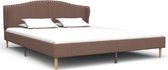Bedframe Bruin Stof (Incl LW Led klok) 180x200 cm - Bed frame met lattenbodem - Tweepersoonsbed Eenpersoonsbed