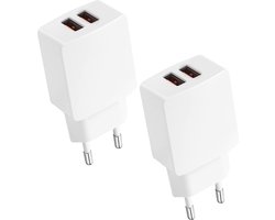 Gecertificeerde Dubbele USB Stekker met 2 USB Poorten - 2.1A Snellader - Thuislader Dual USB Poort Quick Charge - Voor GSM, Smartphone - Stekker - USB Adapter - Duo USB Oplader