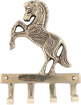 Paard wandhaak - sleutelhouder handgemaakt goudkleur India