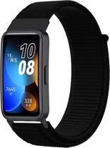 Nylon Smartwatch bandje - Geschikt voor Huawei Band 8 / Huawei Band 9 nylon bandje - zwart - Strap-it Horlogeband / Polsband / Armband
