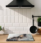 Inductiebeschermer - Marmer Zwart Grijs - 81.2x52 cm - Inductiebeschermer - Inductie Afdekplaat Kookplaat - Inductie Mat - Anti-Slip - Keuken Decoratie - Keuken Accessoires