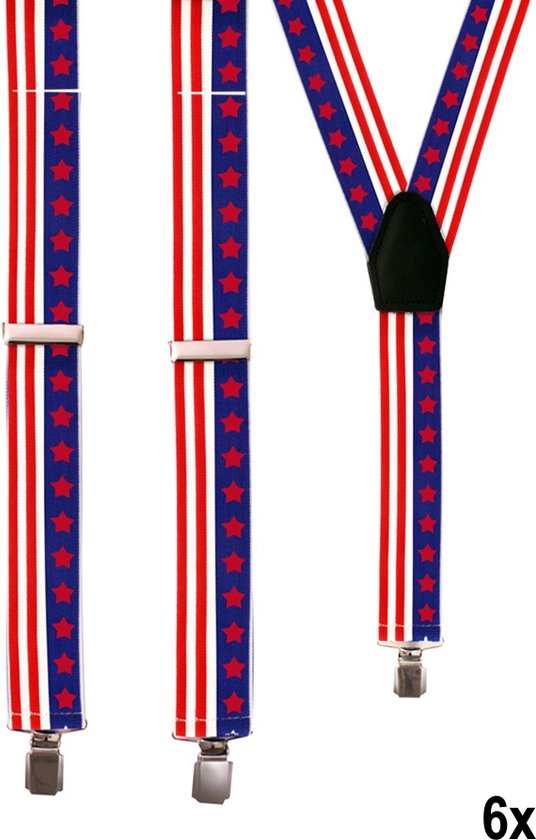 6x Bretel USA - Stars and stripes Amerika festival thema feest party bretels