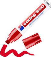 edding 800 Marqueur permanent - rouge - 1 stylo - pointe biseautée 4-12 mm - pour des marquages larges - sèche vite, résiste à l'eau et aux frottements - pour carton, plastique, bois, métal, verre