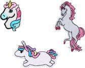 Eenhoorn Strijk Embleem - Unicorns - Set van 3 - Stofapplicatie - Patches - Strijkembleem Dieren - Patchwork - Unicorn Versiering - Eenhoorn Versiering - Patch - Patches - Versiering voor op kleding - Leuk Cadeau