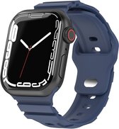 Strap-it Siliconen smartwatch bandje - geschikt voor Apple Watch series 1/2/3/4/5/6/7/8/SE/Ultra - donkerblauw - siliconen armor horlogeband voor iWatch maat 42 mm 44 mm 45 mm 49 mm - Maat: 42 - 44 - 45 - 49mm