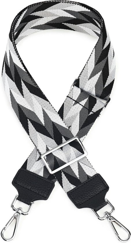 Verstelbare schouderriem, breedte 3,8 cm, schouderriem voor dames en heren, zakriem met karabijnhaak, DIY tasriem strepen voor handtas crossbody tas (donkergrijs