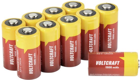 VOLTCRAFT CR123A 10pcs CR123A Fotobatterij Lithium 1500 mAh 3 V 10 stuk(s)