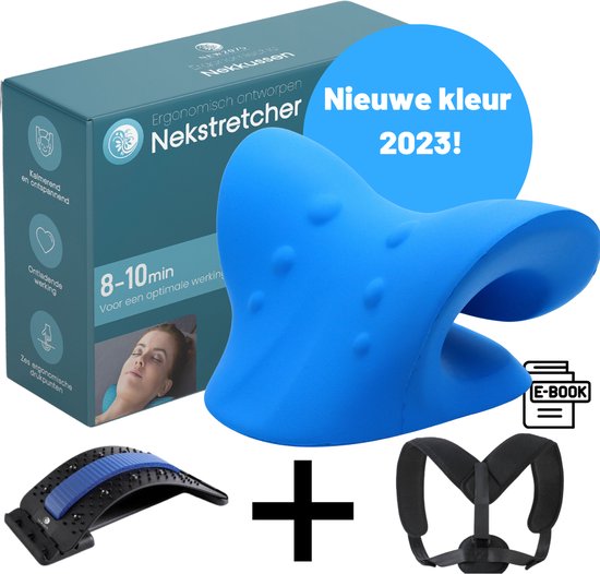 NEW2075 improve your wellness - backstretcher-Nekstretcher-rug corrector-zwart-Body Package-blauw