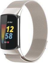 Milanees Smartwatch bandje - Geschikt voor Fitbit Charge 5 Milanese band - sterrenlicht - Strap-it Horlogeband / Polsband / Armband