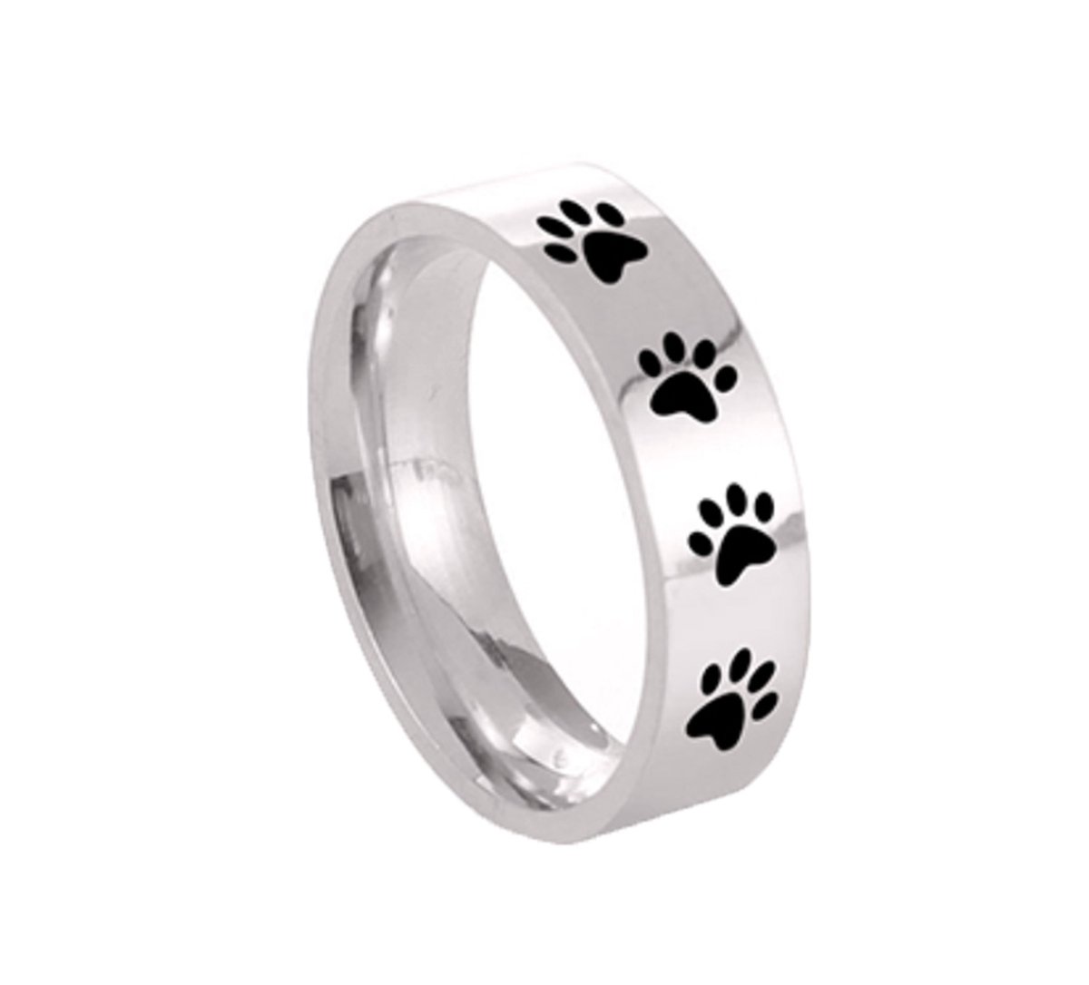 Zoëies ring met hondenpootjes zilverkleurig maat 8 (18mm) - dog - dieren - afdruk