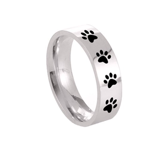Bandiet Buigen Zeldzaamheid Zoëies ring met hondenpootjes zilverkleurig maat 8 (18mm) - dog - dieren -  afruk | bol.com