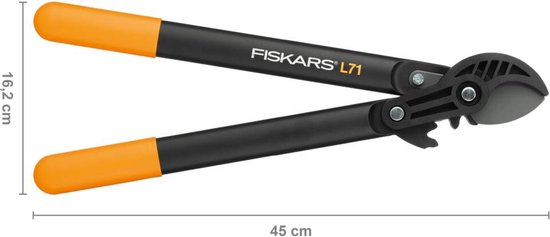 Fiskars Powergear II Takkenschaar – Snoeischaar met Aambeeld – Bypass Mes voor Takken tot Ø35 mm – 46cm – L71
