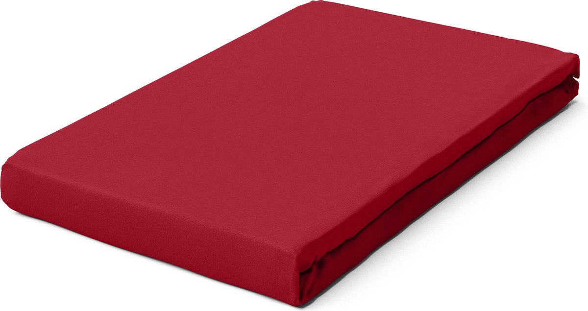 Schlafgut Pure Bio Katoen Jersey Hoeslaken S - 90x190 - 100x220 285 Red Deep