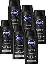 NIVEA MEN Deep Shampoo - Revitaliseert de scalp - Formule met black carbon - Voordeelverpakking 6 x 250 ml