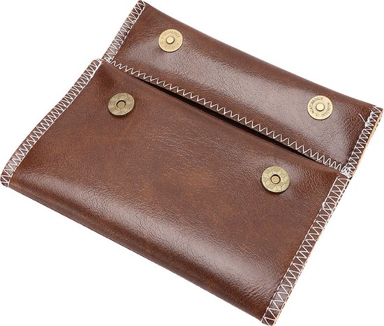 Blague à Tabac En Cuir HIBRON - Pochette Rangement Tabac à Rouler Marron