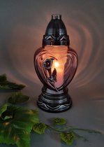 Lampe commémorative - P39 - Argent - Verre Grijs - Calla - Bougie tombale - Lampe funéraire - Lanterne funéraire - Décoration funéraire - Lumière du vent