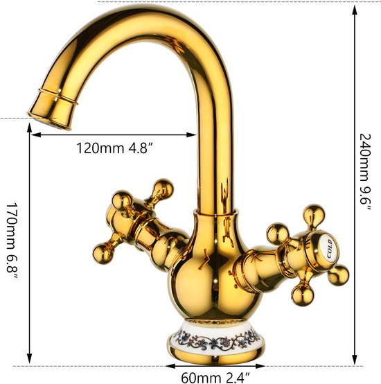 Robinet de lavabo doré