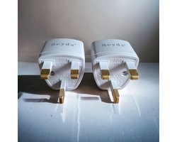 Seyda® Reisstekker Wereldstekker - Type G - Groot-Brittannië - Ierland - Malta - Maleisië - Singapore - Travel Adapter - Reisstekker Engeland - 2 Stuks