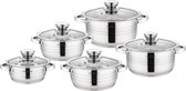 Casseroles de cuisson Cheffinger - set de casseroles induction 10 pièces - couvercle en Verres - acier inoxydable