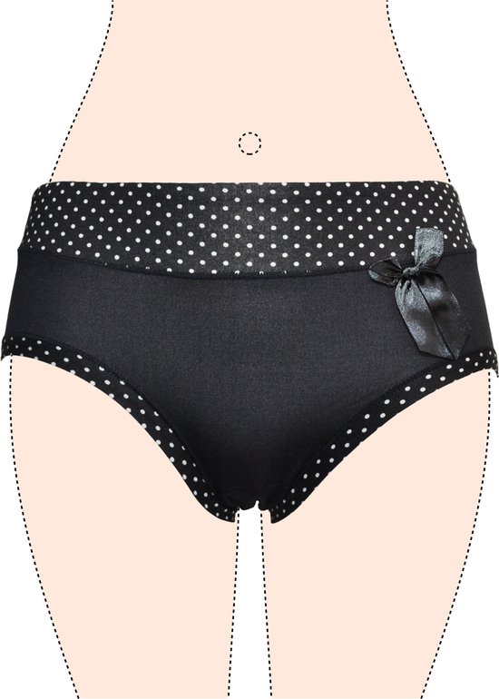 Dames slips 3 pack effen met stippel zwart XL