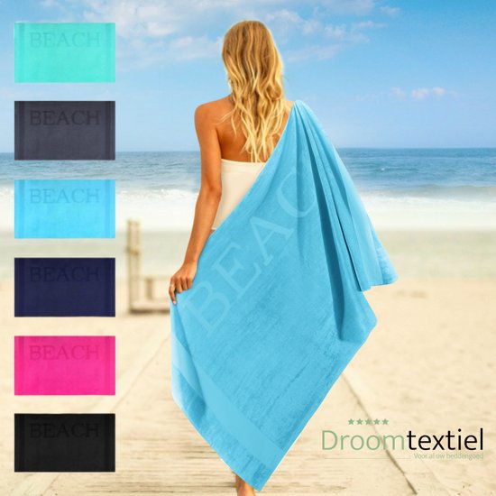 Droomtextiel® Beach Drap de plage xxl 100x200 cm - Aqua - 100% Katoen Doux - Qualité Solide