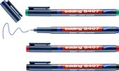 edding 8407/4S kabel marker set - assorti 4 stuks: zwart, rood, blauw, groen - 0,3mm