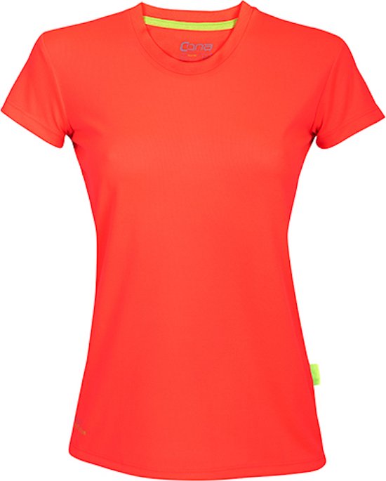 Foto: Damessportshirt evolution tech tee met korte mouwen neon coral s