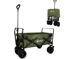 Product: Rockerz Bolderkar Opvouwbaar - Bolderwagen 120L - Inclusief veiligheidsriemen - Handige opbergvakken - Groen, van het merk 