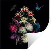 Muurstickers - Sticker Folie - Bloemen - Vlinder - Stilleven - 30x30 cm - Plakfolie - Muurstickers Kinderkamer - Zelfklevend Behang - Zelfklevend behangpapier - Stickerfolie