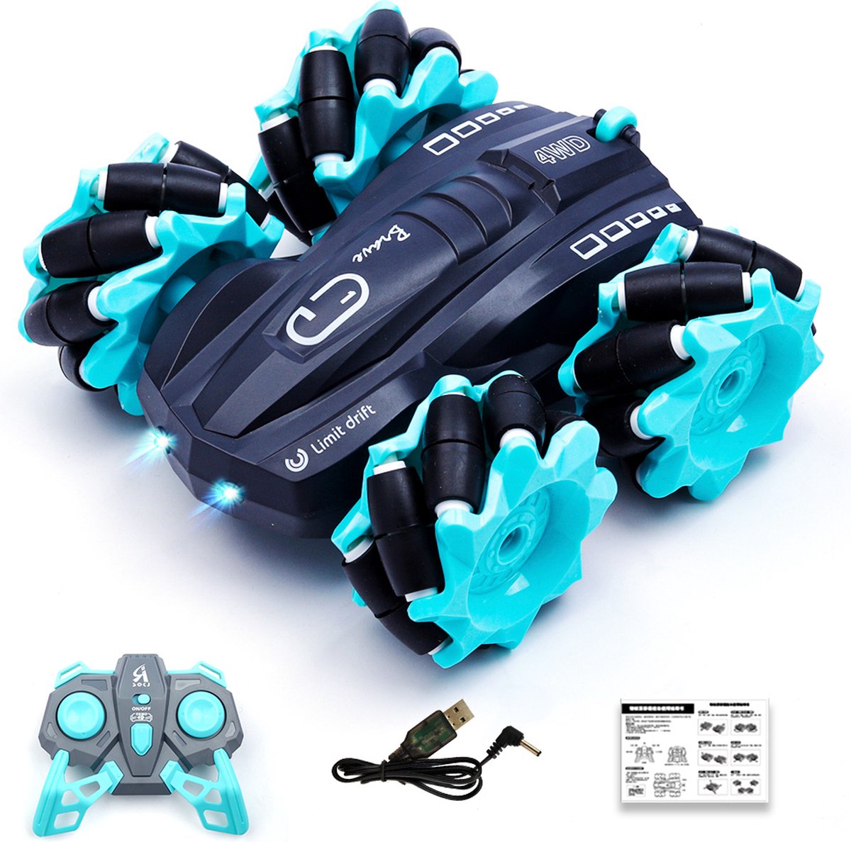 Fuegobird RC Auto - afstandsbediening stuntauto - Opladen via USB - blauw