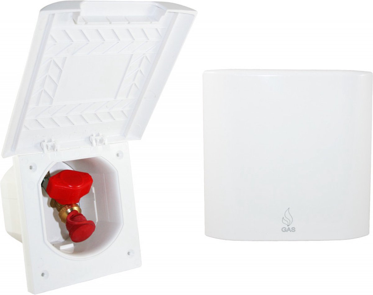 Gasinbouwdoos Vierkant met Gaskraan Wit Element Line