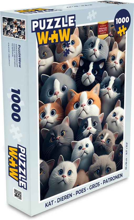 Puzzle Chat - Animaux - Chat - Grijs - Motifs - Enfant - Puzzle - Puzzle 1000 pièces adultes