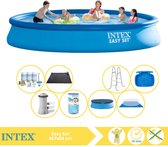 Intex Easy Set Zwembad - Opblaaszwembad - 457x84 cm - Inclusief Afdekzeil, Onderhoudspakket, Filter, Grondzeil, Solar Mat, Trap en Voetenbad